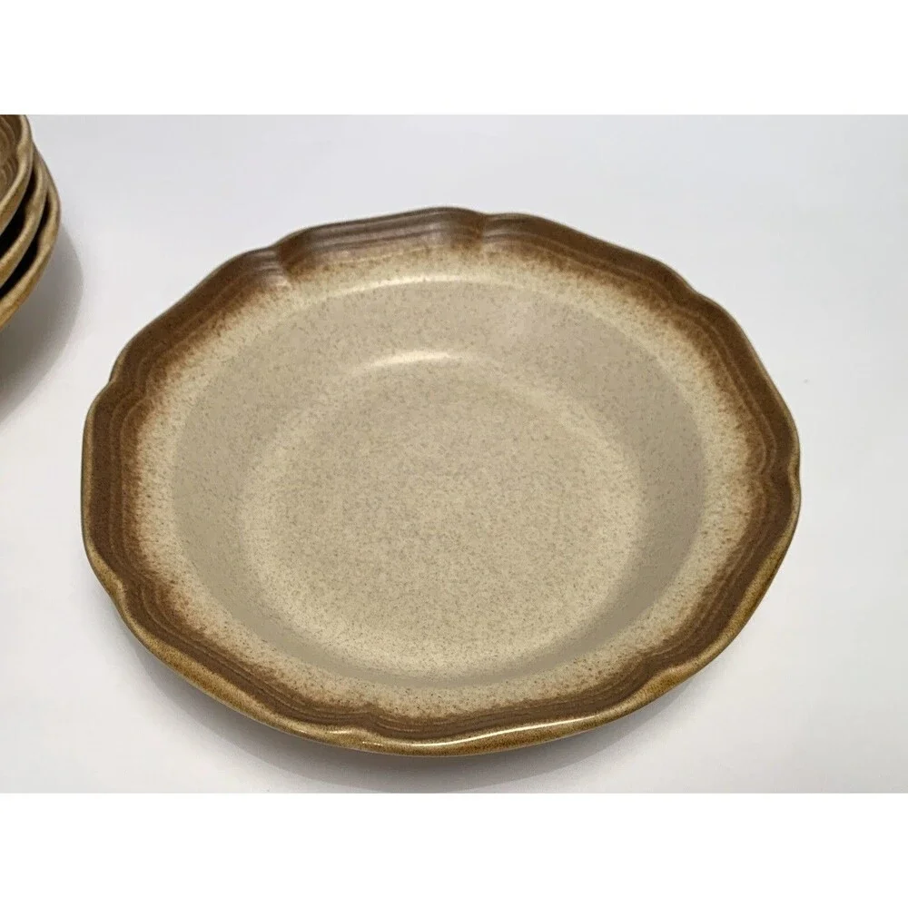 VTG Mikasa Whole Wheat E8000 Soup Bowls Ceramic EUC Pottery Stoneware Set Of 4